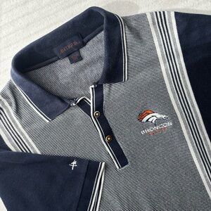 Denver Broncos Antigua Knit Polo Golf Shirt Men's Large Embroidered Blue White